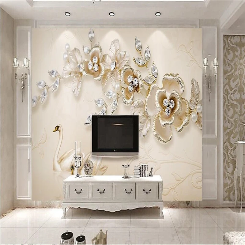 

beibehang Swan Jewelery papel de parede 3D Wall paper Painting Custom Large Wallpaper for Living Room Photo Mural Home Decor