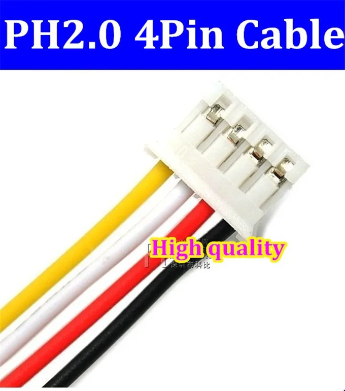 

High quality 100pcs/lot JST 2.0mm PH2.0 PH 2.0 4pin PH-4p connector with cable 100mm wire 24AWG