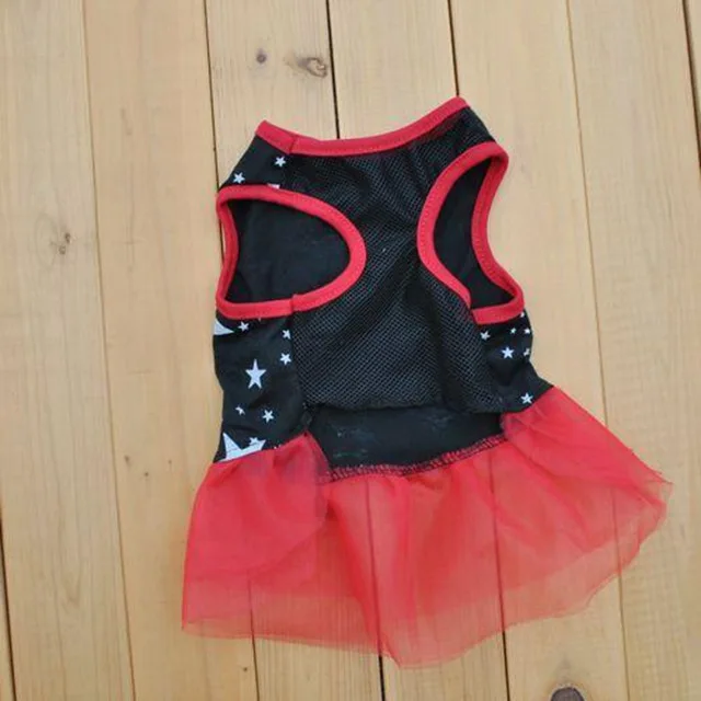 Black Red Summer Pet Dog Clothes Star Dot Summer Dress Stars Holiday Skirt Cheap Dog Clothes