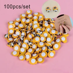 100 Pcs Bee Sponge Sticker Wooden Self-adhesive Scrapbooking Easter Wall Art Decoration Mini Fridge Decals Cartoon Wall Sticker