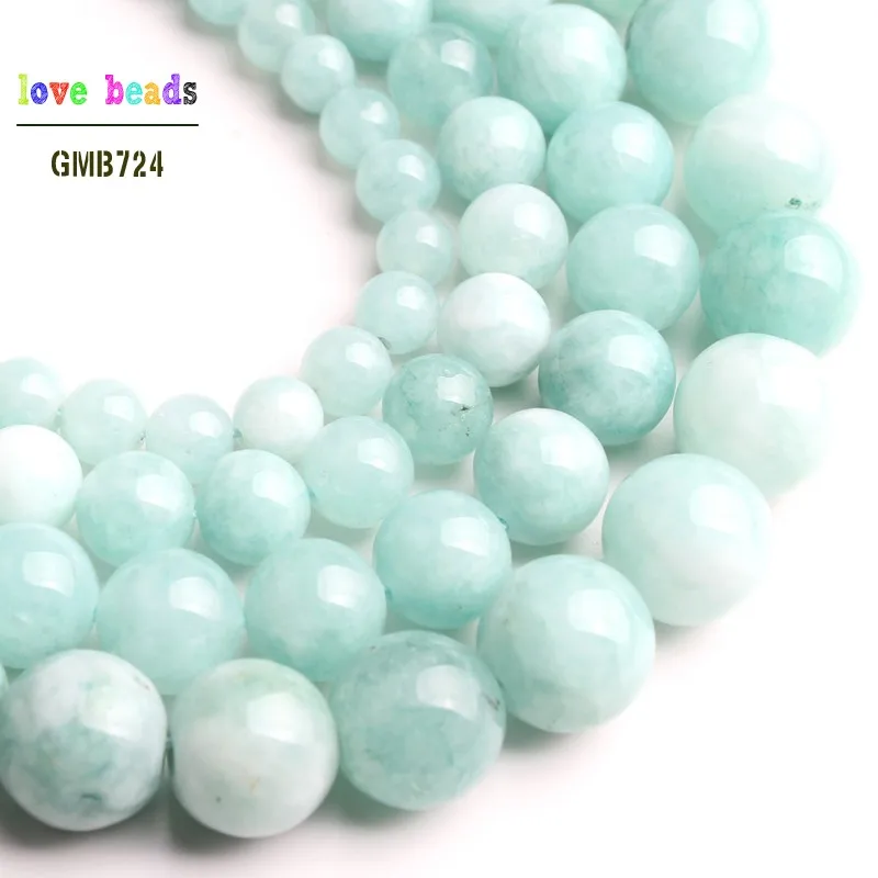 Blue Angelite Stone Beads Amazonite Round Beads for Jewelry Making DIY Bracelet Necklace 15\'\' strand 6/8/10/12mm