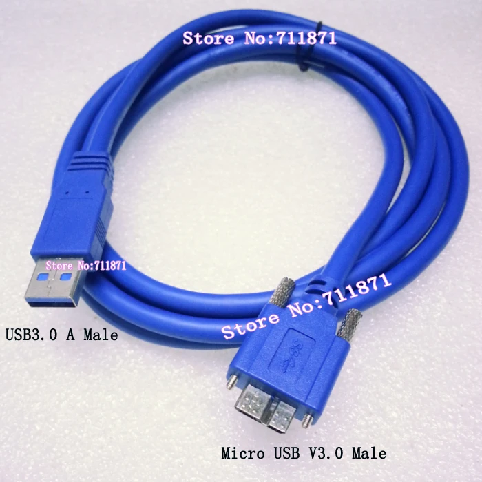 Cable de línea de carga de datos Micro USB V3.0 fijo con tornillo de 180cm Note3 HDD móvil Micro USB V3.0 Cable de datos de carga línea MicroB USB3.0