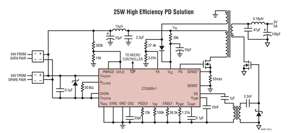 LTC4269CDKD-1 LTC4269IDKD-1 LTC4269 - IEEE 802.3at PD عالي الطاقة ووحدة تحكم Flyback بدون بصريات مع دعم AUX