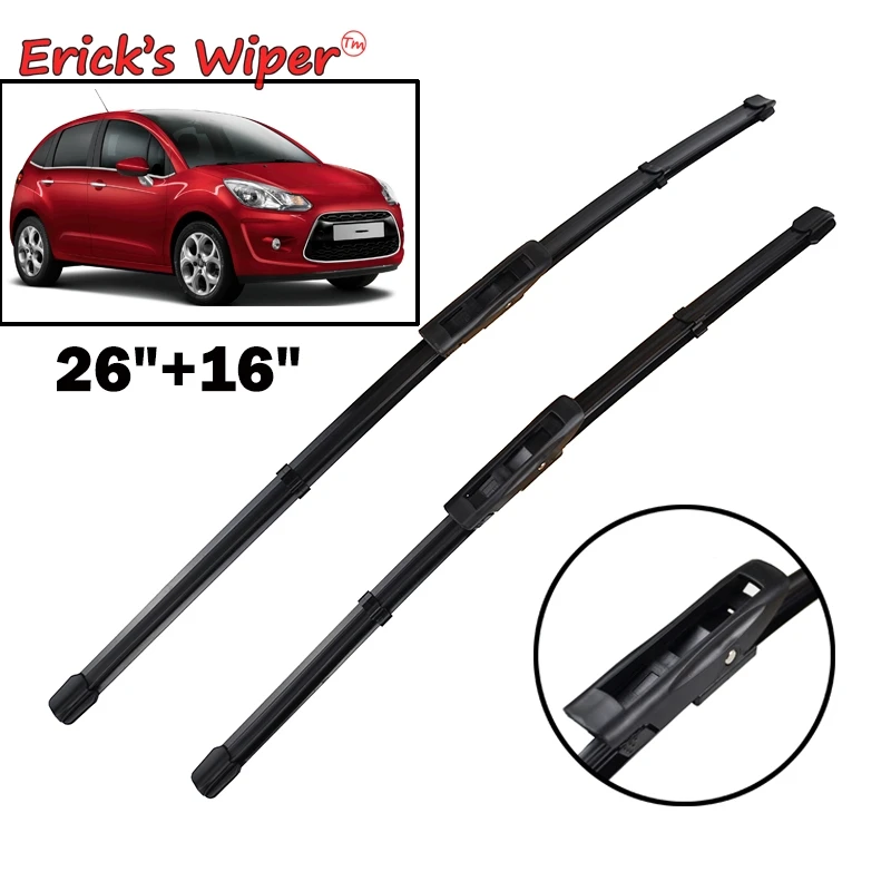 Erick\'s Wiper LHD Front Wiper Blades For Citroen C3 MK2 2009 - 2016 Windshield Windscreen Clean Window Car Rain Brushes 26\