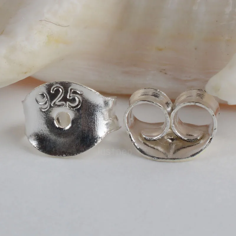 Earnut, 6mm (zwykły srebrny) stałe 925 sterling srebrny kolczyk plecami, kolczyk tarcia motyl powrót korek do earstuds, 1 para