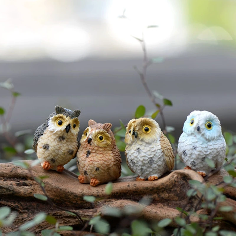 Cute Owl Mini Dollhouse Bonsai Craft Garden Ornament DIY Plant Pots Fairy Garden