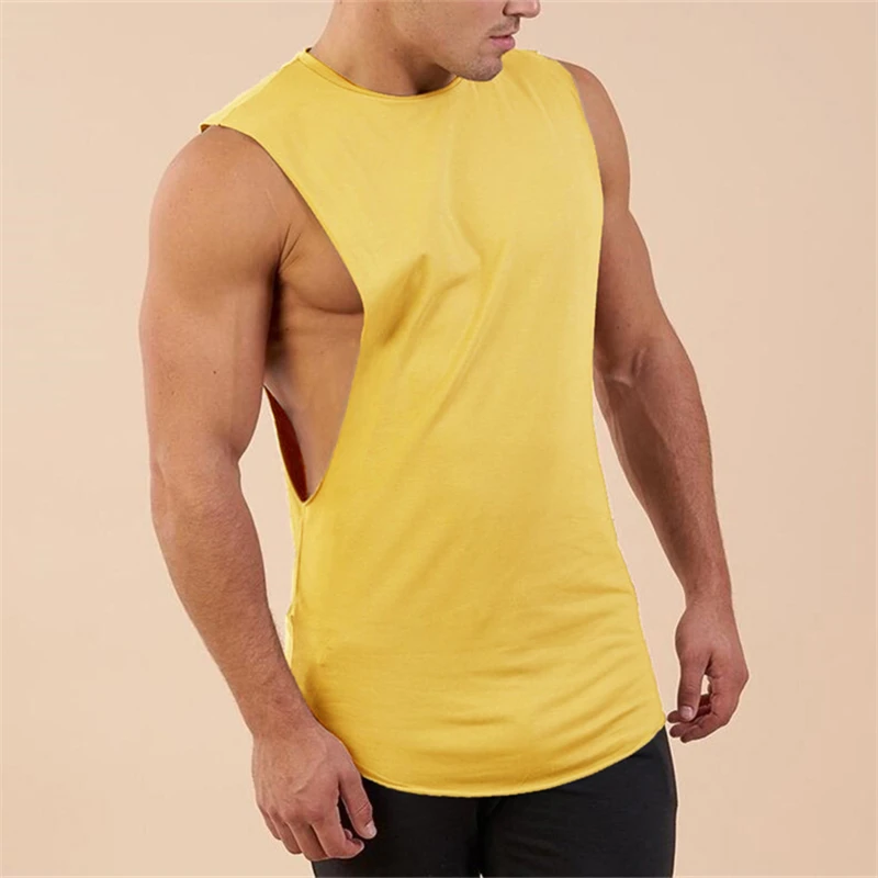 Muscleguys Blank Gyms Tank Tops Mens Solid Cotton Bodybuilding Clothes Fitness Men Singlet Workout Sleeveless Stringer Shirts