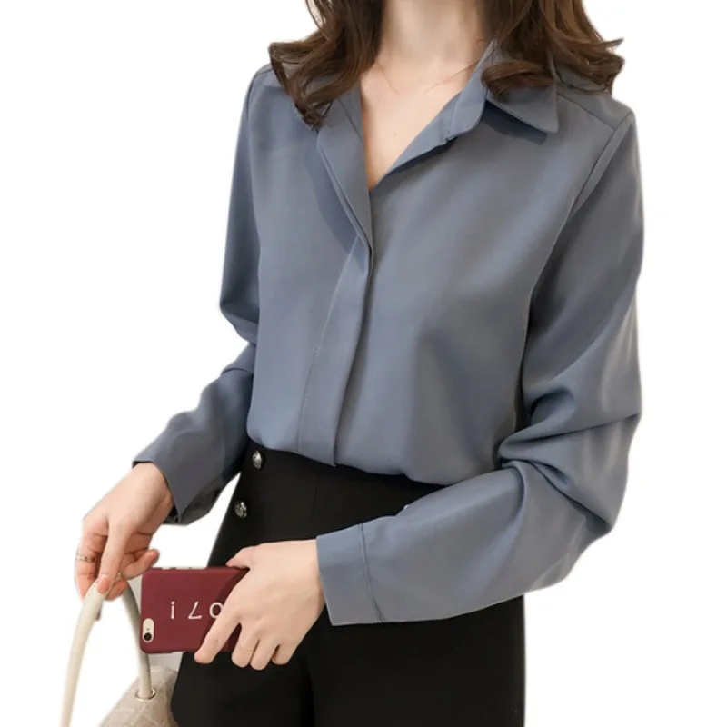 Blouse Women Office OL Style Shirts Tops Fashion Casual Long Sleeve Chiffon Blouses Femme Blusa