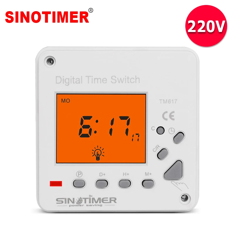 230Vac Super Large LCD Display Back-light 7 Days Weekly Digital Electronic Timer Lighting Switch with backlight and cover