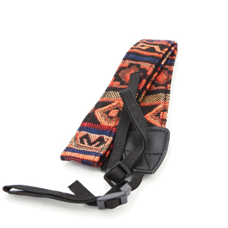 Retro สไตล์ผ้าฝ้าย Yard สีสันสดใสรูปแบบกล้องไหล่คอสายเข็มขัดสำหรับ Canon สำหรับ Nikon สำหรับ Sony