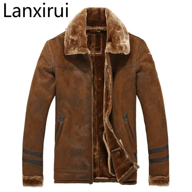 

Mens Vintage Faux Leather Jackets Suede Fleece Warm Jackets Winter Casual Coat Parkas for Male X005