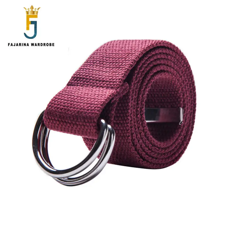 FAJARINA 10 Colours Optional Unisex Double Ring Soft Canvas Strap Belts for Jean Freeshipping Wholesale Price Belt CPBT0023