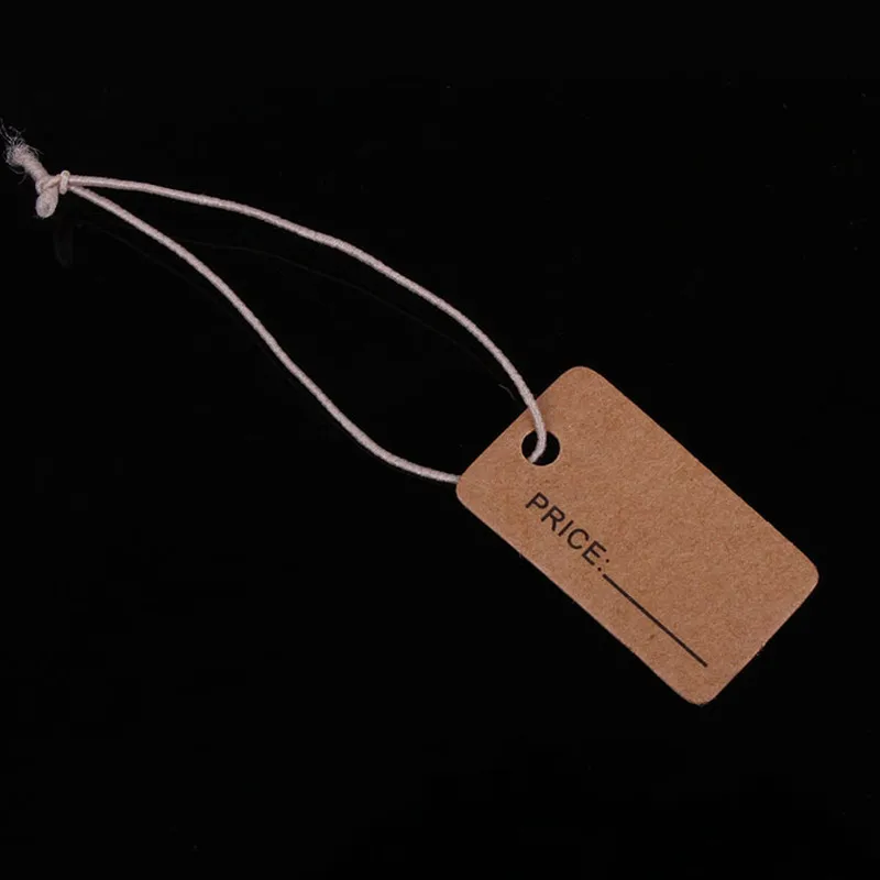 1000pcs 1.3cm*2.3cm Brown Kraft String Blanks Wedding Favour Price Label Paper Pricing Tags with Rope