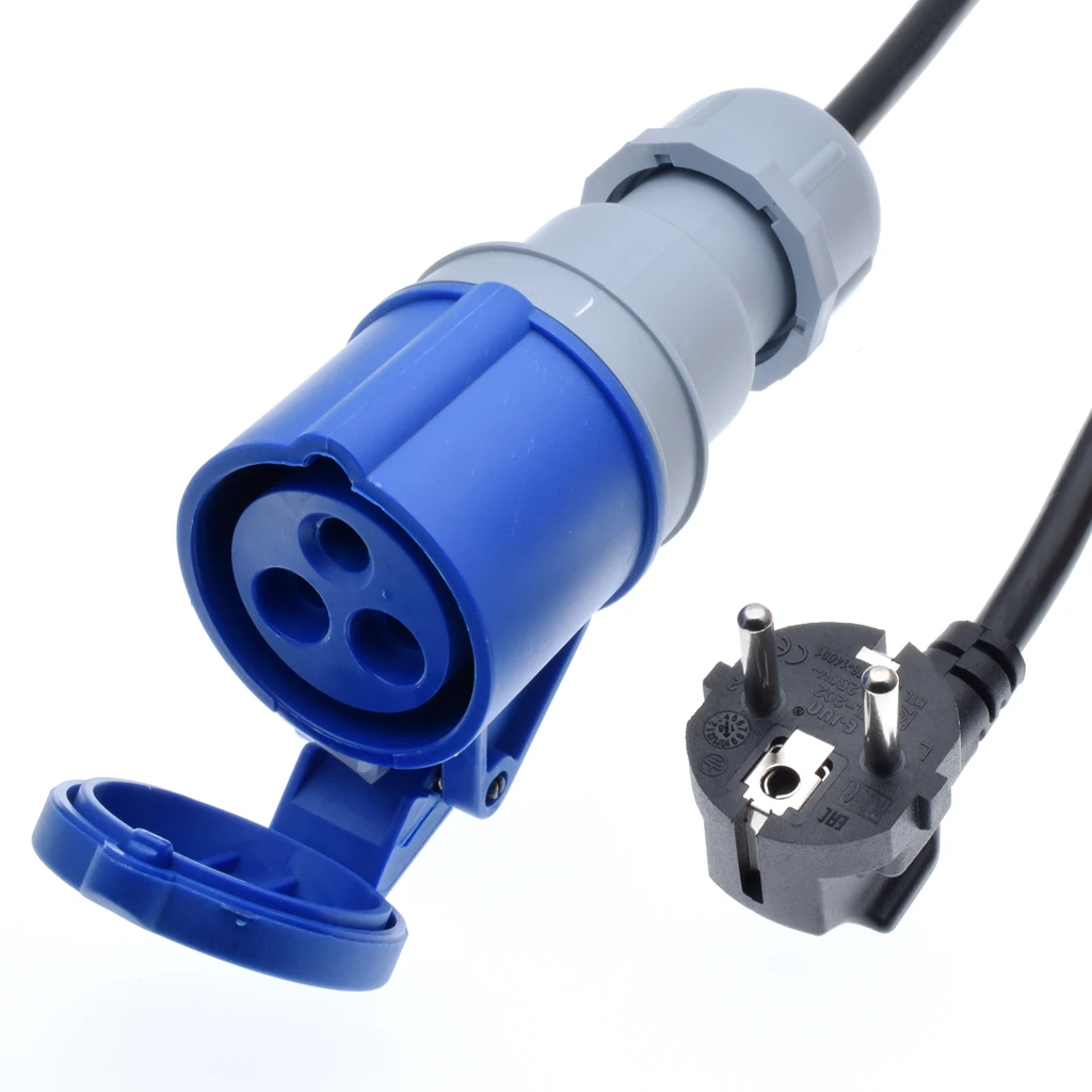 Schuko Plug to IEC309 316C6 Power Cords,16 Amps,IP44, H05VV-F 1.5mm Cable,316P6 inlet to plug into Euro CEE7/3 Outlet Socket