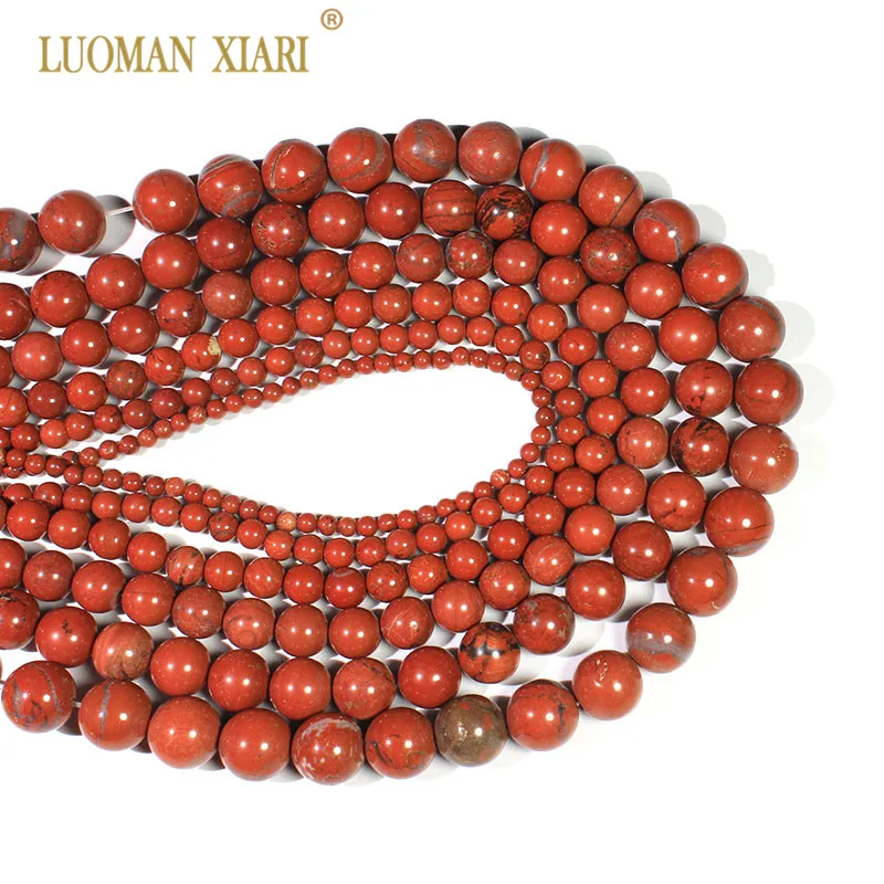 Wholesale Natural Round Red Jaspers Stone Beads For Jewelry Making DIY Bracelet Necklace Material 4/ 6/8/10 /12 mm Strand 15\'\'