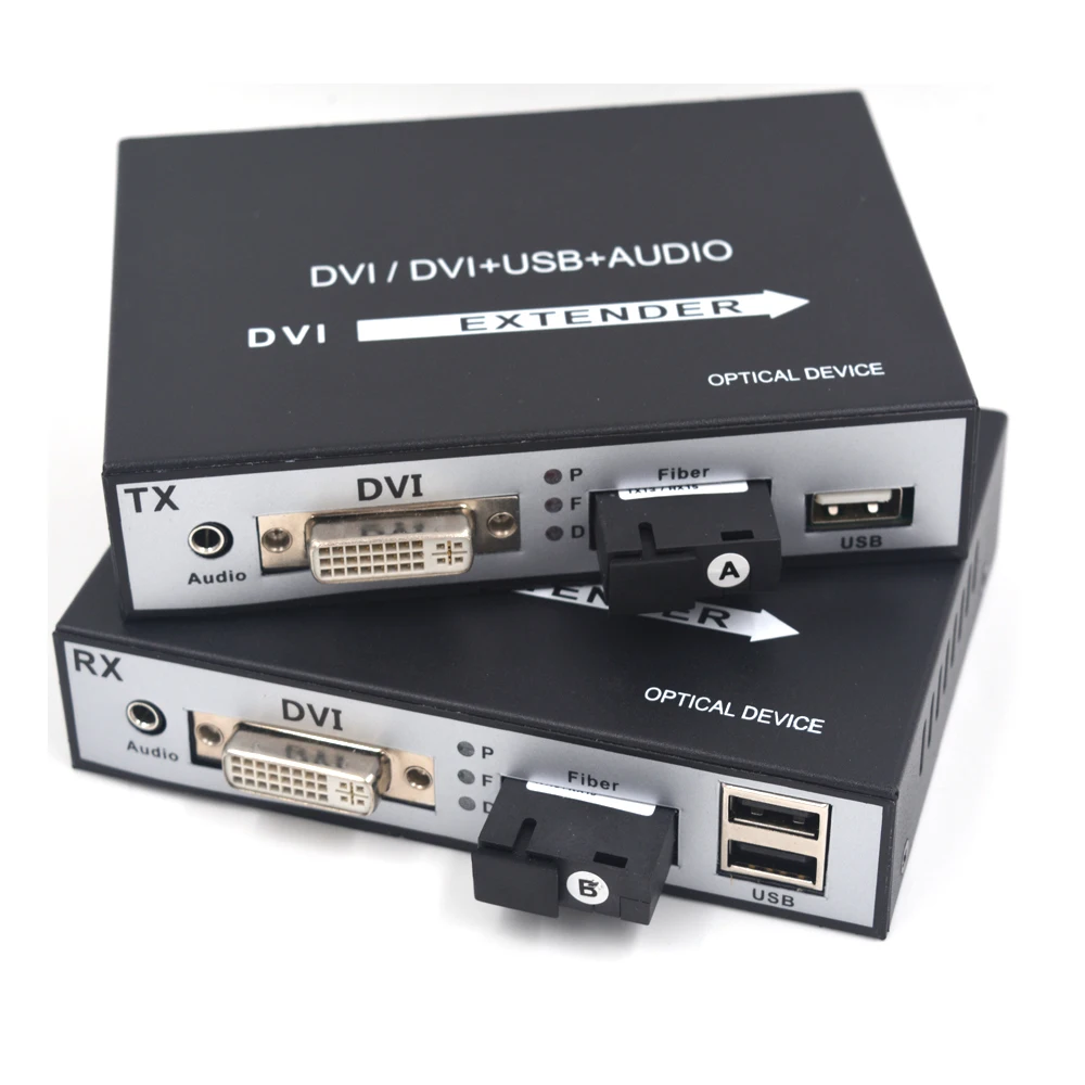 

DVI Over Fiber Optic Media Converters 20km No Delay Loss Supported Keyboard And Mouse DVI Optical USB KVM Extenders