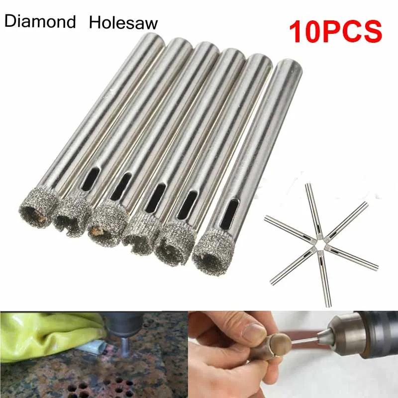 

10Pcs/set Diamond Holesaw Drill Bits Tool 6mm Tile Glass Slate Porcelain Marble