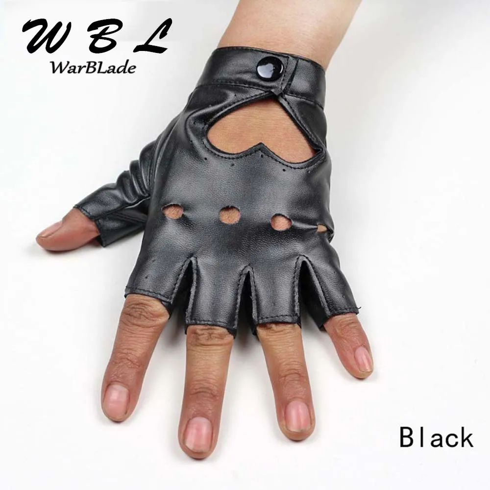 2022 High Quality Women's Leather Gloves Fingerless Star Hollow Gloves Party Show Breathable Half Finger Mittens Guantes Mujer