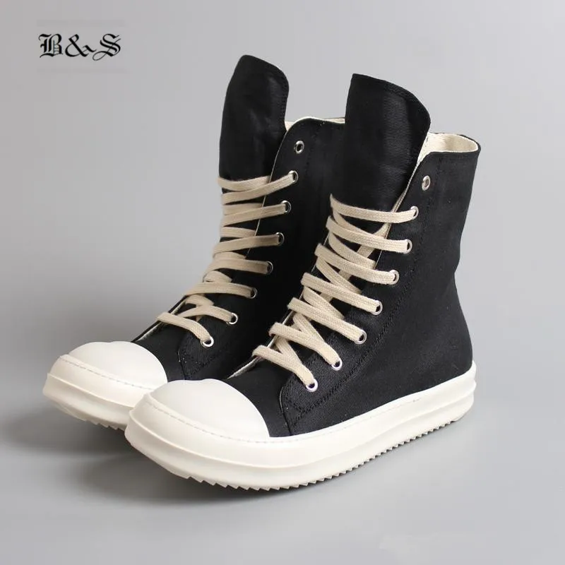 

Black& Street 2022 NEW Hip Hop Street Casual Rock Genuine Leather Wax Canvas Boots Cool Classic Lace Up Wax Canvas Flat Shoes