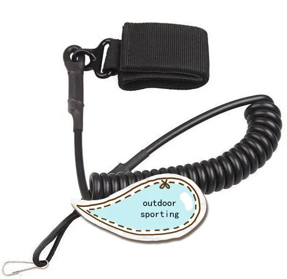 Adjustable Tactical Pistol Hand Gun sling Secure Spring Lanyard Sling Outdoor Combat Gear black