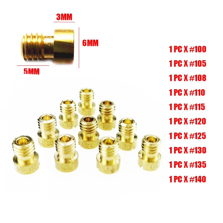 

10pc/set Carburetor Carb for GY6 125cc-150cc Carburetor Main Jet 152QMI 157QMJ 100 105 108 110 115 120 125 130 135 140