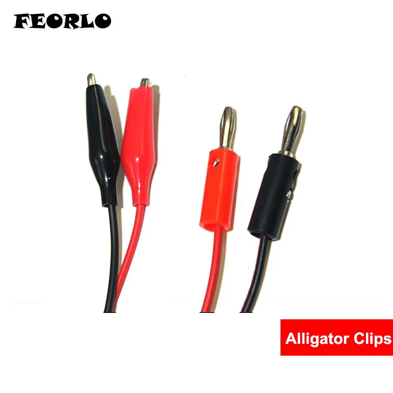 FEORLO 5pair Alligator Clips Electrical DIY Test Leads Double-ended Crocodile Clips Banana Connector Oscilloscope Probe Cable