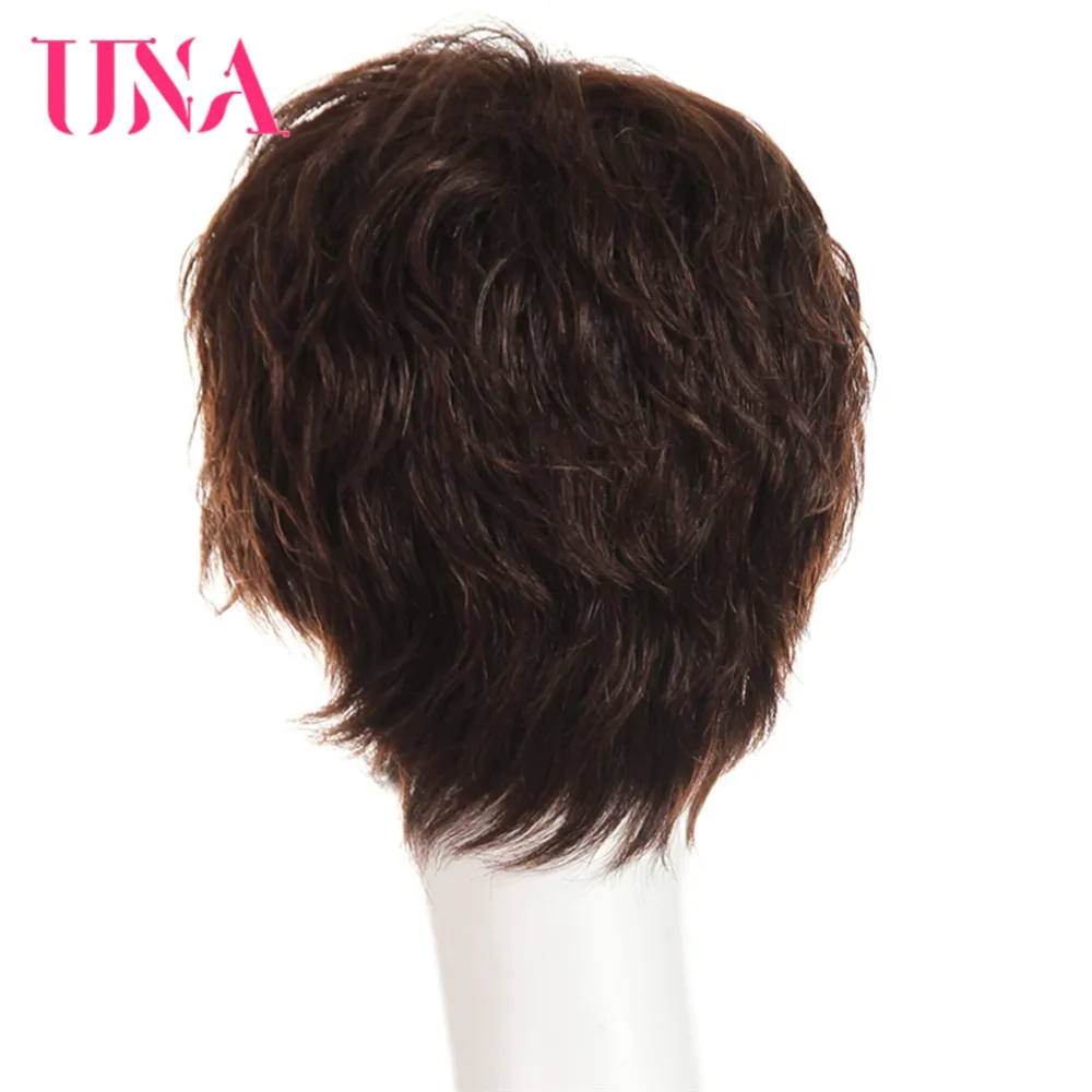 UNA Human Hair Wigs #6383 #2/33 Non-Remy Human Hair Chinese Straight Human Hair Wigs Machine Made Hair Wigs