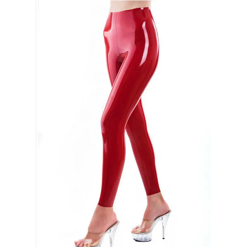 

Latex Trousers Handmade Mid Waist Legging Pants for Women Club Wear Costumes Latex Trousers Handmade Mid Waist