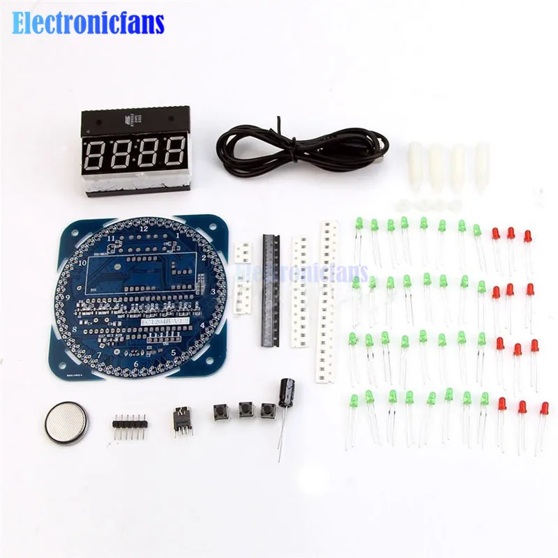 DIY DS1302 cyfrowy świetlówka LED wyświetlacz DS1302 obracanie doprowadziły zegar Alarm temperatury moduł Diy zestaw Mini USB 5V 3V dla Arduino