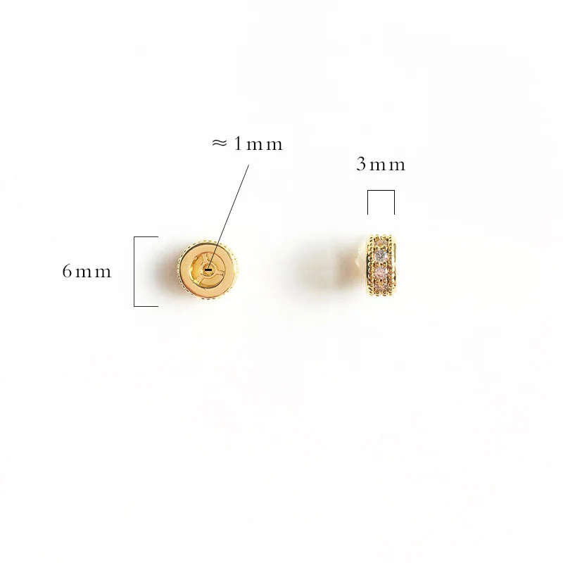 wholesale 2 pcs/lot gold color spacer golden cz stone embedded jewelry making DIY  for women