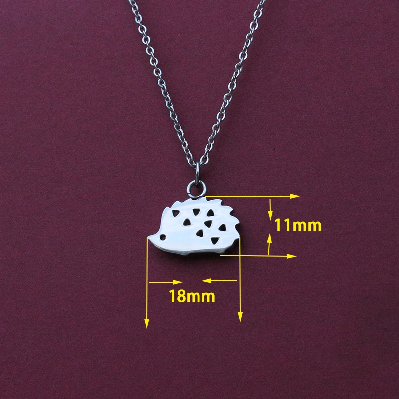 1pcs adorable teeny hedgehog necklace minimal hedgehog Bridesmaid Gift cute hedgehog stainless steel pendant animal jewelry