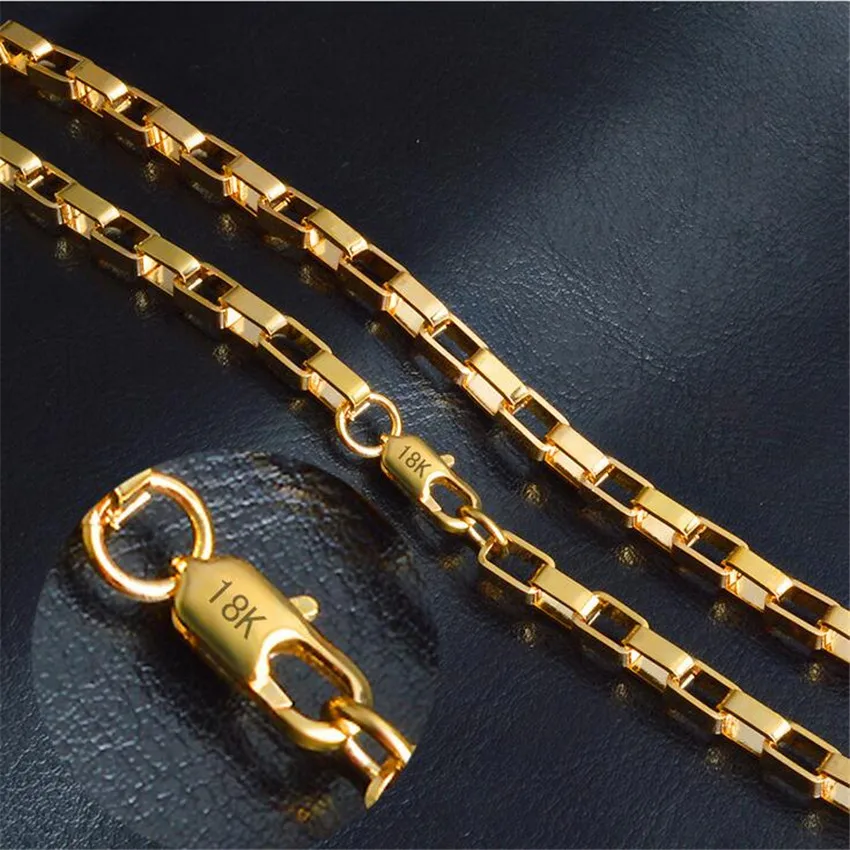 Gold Chain Necklace Hot Necklace Fashion Jewelry 18 K 4MM 50CM 20Inch Men Chain Geometric Pattern Snake Chain