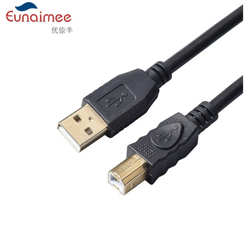 Eunaimee 2m 3m 5m USB 2.0 High Speed Cable Long Printer Lead A to B Black Shielded Gold Color