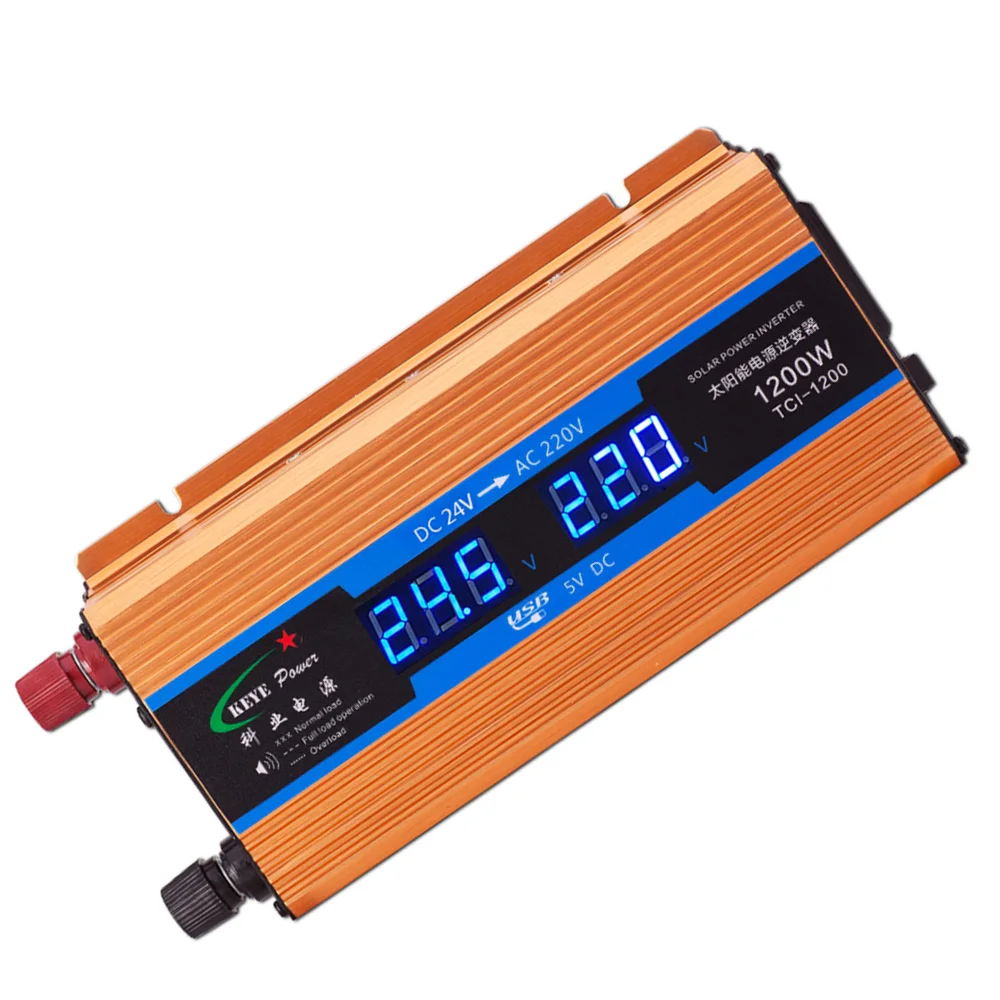 Professional Car Power inverter 1200W-24 V 220 V Voltage Converter 24v to 220v Car Charger Volts display Output 50Hz