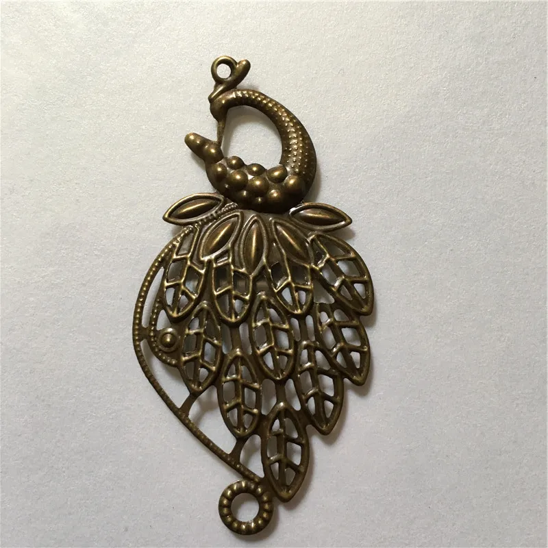 500Pcs Wholesale Filigree Peacock Embellishments Findings,Jewelry Accessories,Bronze Tone,7.2cm