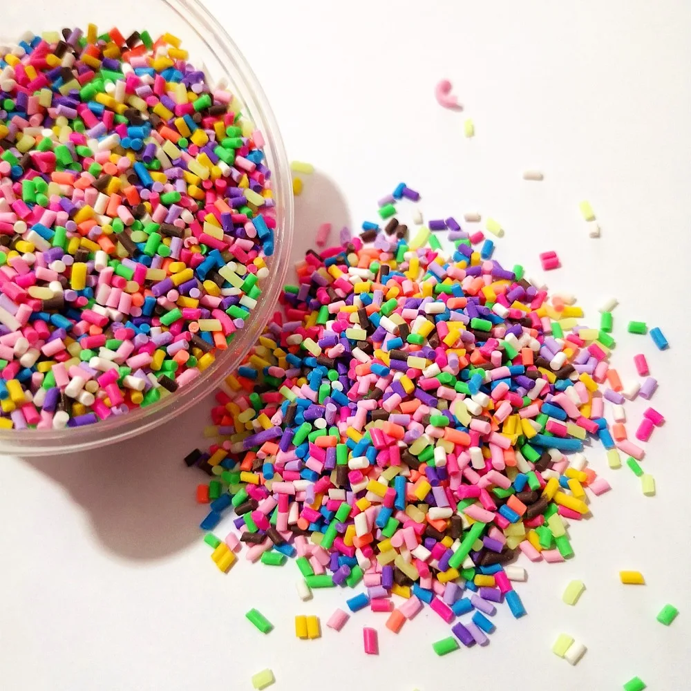 100g Simulation Sprinkles Cake Slime Decoration Filler Supplies DIY Polymer Clay Molds Chocolate Fake Sprinkles Sweets Needle