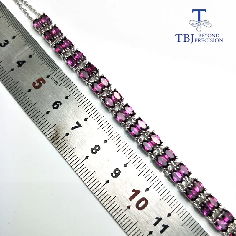 TBJ,simple Natural Brazil 11ct rhodolite Garnet Top quality bracelet in solid 925 silver Jewelry for women luxury fine jewelry