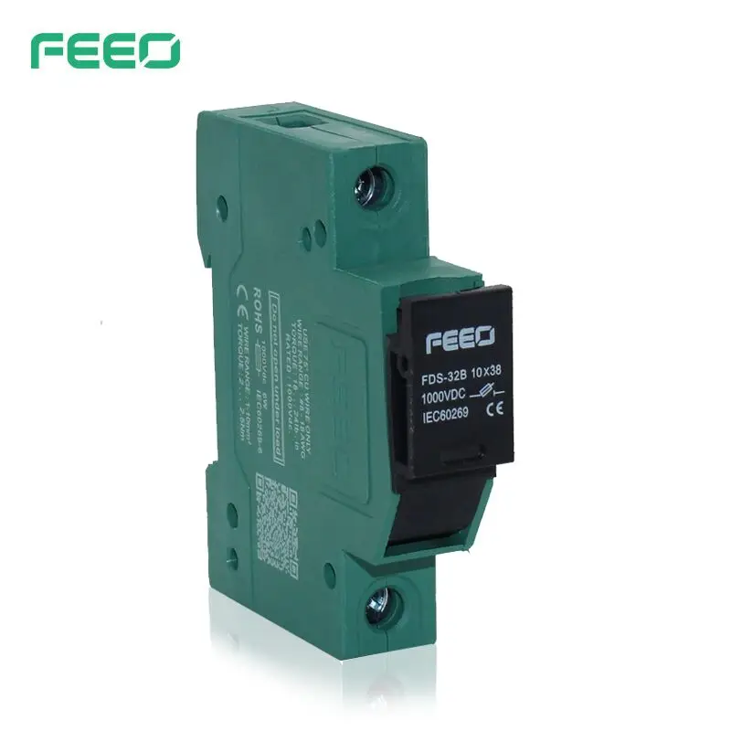 FEEO 1P Automatic CE Certificate DC Solar PV 10x38 1000VDC High Voltage Din Rail Electric Fuse Holder without light without fuse