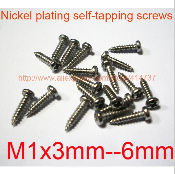 1000Pcs M1*3/M1*4/M1*5/M1*6 micro electronic screw cross recessed phillips round pan head self tapping screw