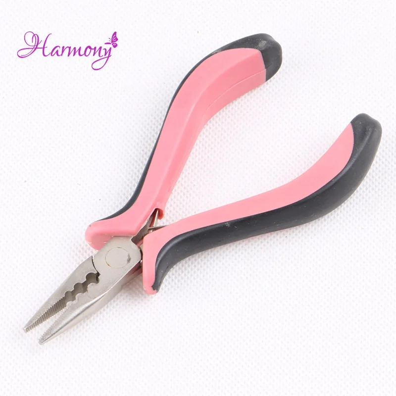 

5pcs Pink Handle Hair Extension Pliers / Straight Head with Teeth and 3 Holes / Hair Extension Tools