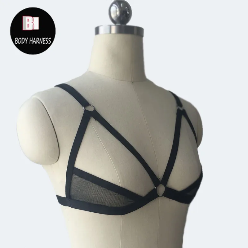 Novo quente preto fino corpo transparente arnês sexy bondage lingerie harajuku gótico corpo arnês gaiola sutiã