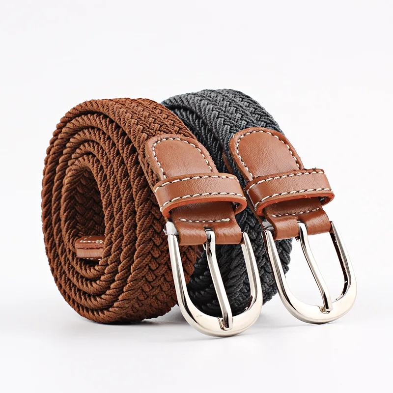 

Men And Women Pin Buckle Elastic Knitted Canvas Buckle Belts High Quality Stretch Women And Men Canvas Belts Elastic Belt