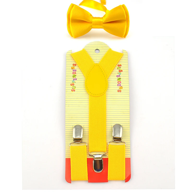 Conjunto de suspensórios e gravata borboleta, elástico, crianças, meninos, meninas, dourado neon, calças, suporte