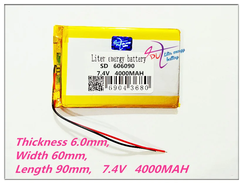 606090 7.4V 4000MAH Polymer lithium ion battery can be customized wholesale CE FCC ROHS MSDS quality certification