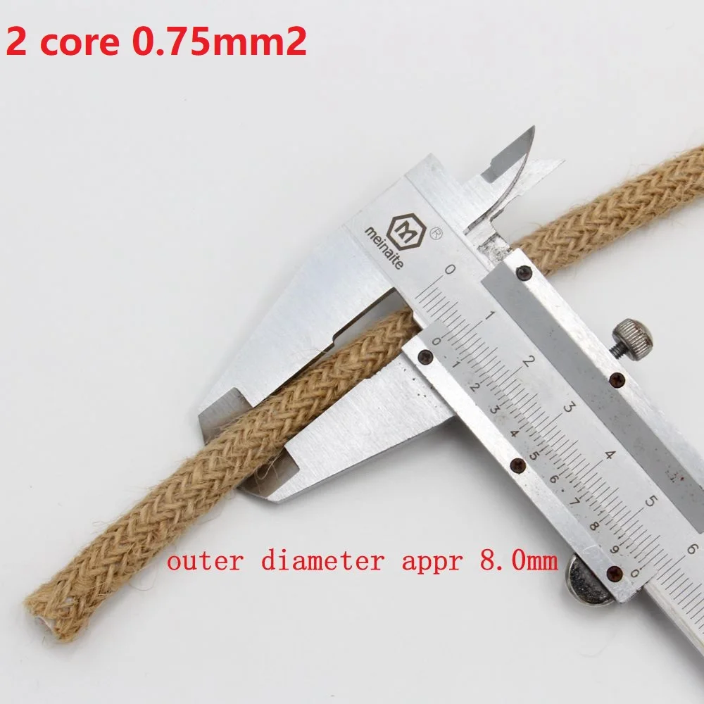 250V 2 Core 3 Core Vintage Hemp Rope Braided Cord Flex Cable Electrical Wire For DIY Pendant Light