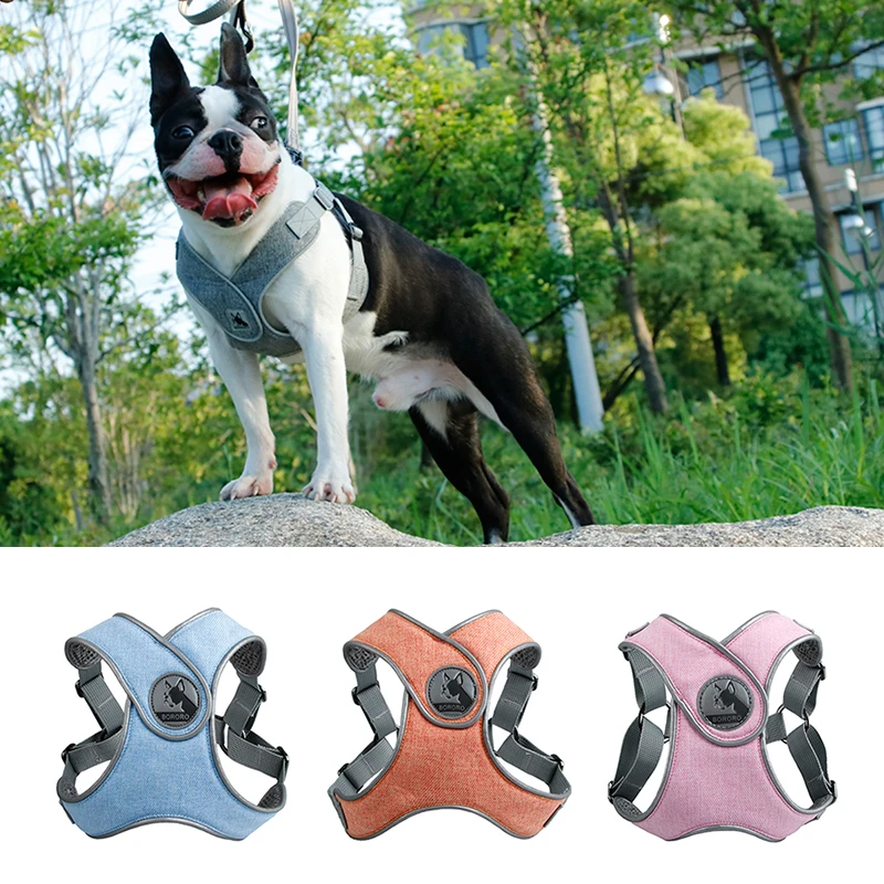 Dog Harness Vest Choke Free X Step-In Soft Mesh Pet Harness 3M Reflective Dog Harness for Small Medium Big Dogs Walking Bulldogs