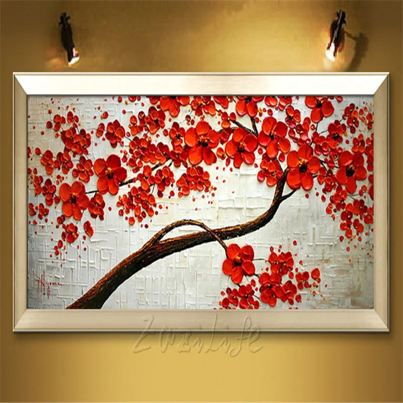 

Canvas Painting Hand Painted palette knife 3D texture Flower Tree Wall Pictures For Living Room Christmas decorations for home31