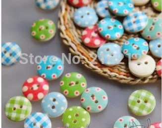 

DIY sewing craft dot check Fashion fastener Scrapbooking Clothes parts Wooden buttons