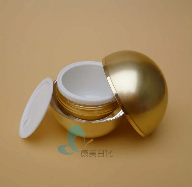 Capacity 50g Top grade High-end cosmetics sub-bottling bottle ,gold cream bottle Acrylic Ball jars for Cosmetic Packaging