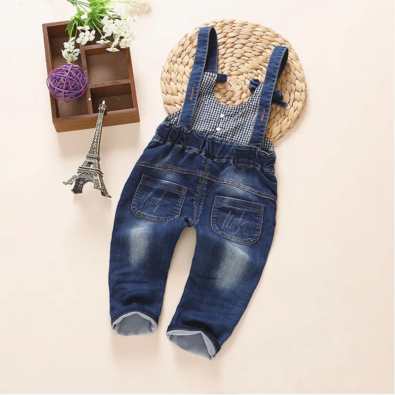 Spring Baby Rompers Boys Girls Jean Overalls Kids Clothes Denim Cowboy Babe Pants Bib Jeans Children's Clothing 1-5Y